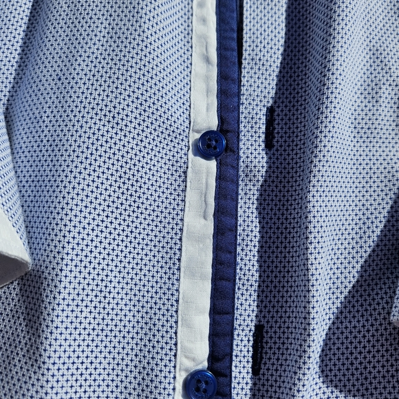 Maceoo XL Long Sleeve Dress Shirt Italian Button-Down Blue White Top 100% Cotton - Picture 9 of 16